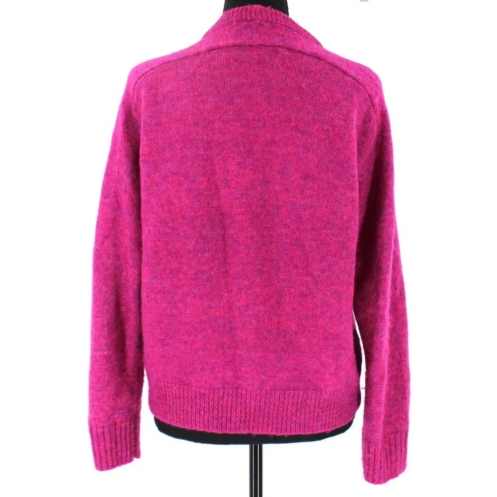 J. Crew Relaxed Saddle Sleeve Pullover Crewneck Sweater Heather Fuchsia X-Small - Picture 5 of 9